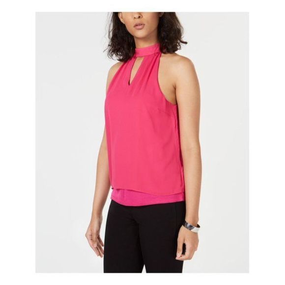 bar III Keyhole Cold Shoulder Blouse pink NWT size S - Picture 1 of 7